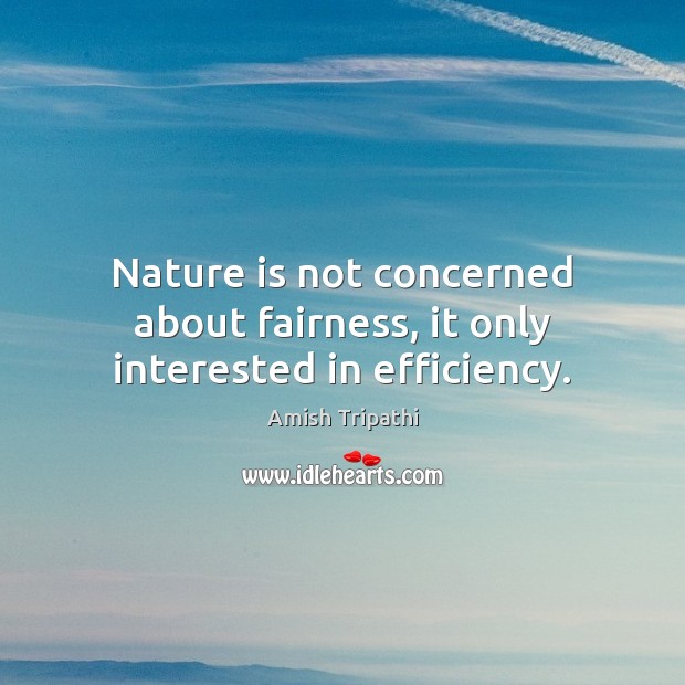Nature is not concerned about fairness, it only interested in efficiency. Amish Tripathi Picture Quote