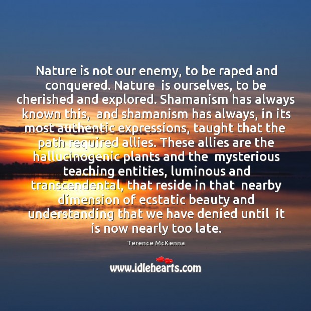 Nature is not our enemy, to be raped and conquered. Nature  is Terence McKenna Picture Quote