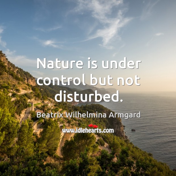 Nature is under control but not disturbed. Image