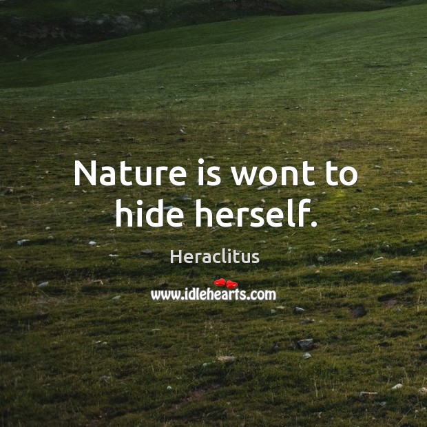 Nature is wont to hide herself. Image