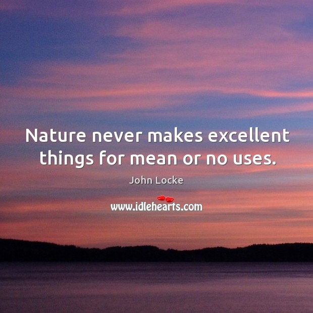Nature never makes excellent things for mean or no uses. Image