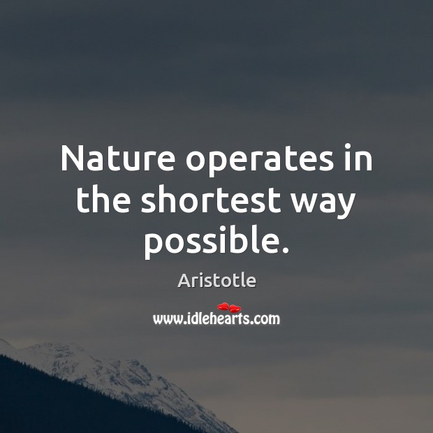 Nature operates in the shortest way possible. Image
