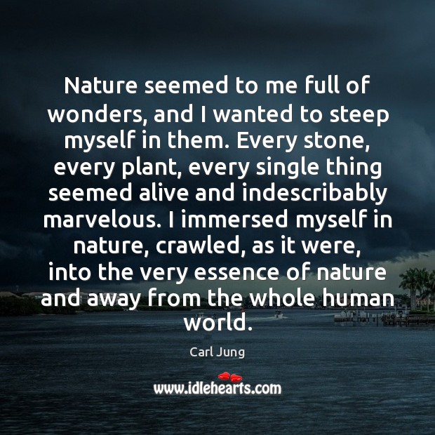 Nature seemed to me full of wonders, and I wanted to steep Carl Jung Picture Quote