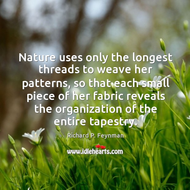 Nature uses only the longest threads to weave her patterns Richard P. Feynman Picture Quote