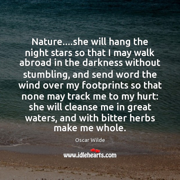 Nature….she will hang the night stars so that I may walk Oscar Wilde Picture Quote
