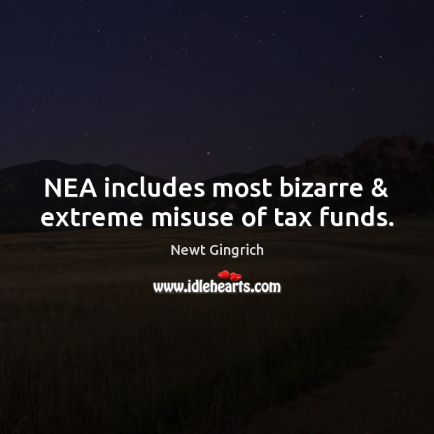 NEA includes most bizarre & extreme misuse of tax funds. Newt Gingrich Picture Quote
