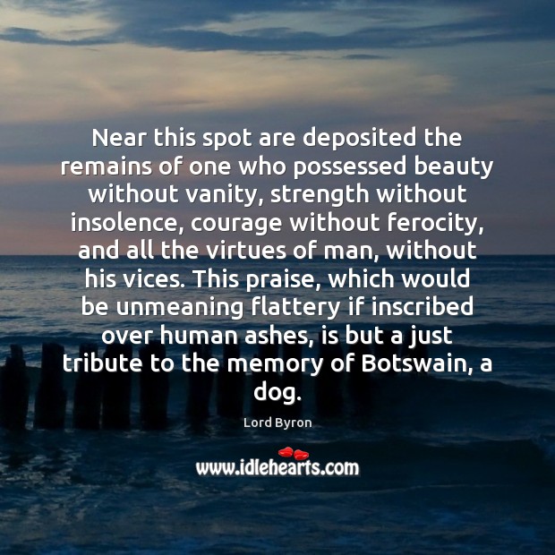Near this spot are deposited the remains of one who possessed beauty Praise Quotes Image