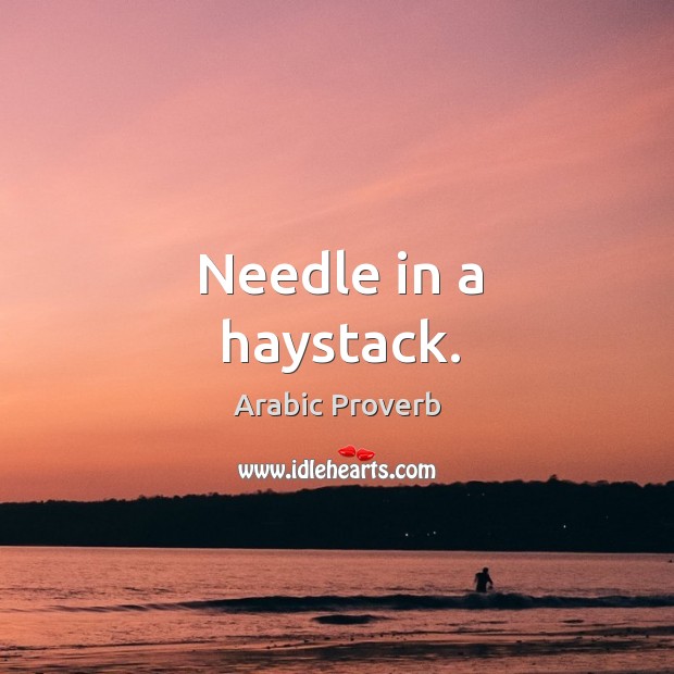 Needle in a haystack. Arabic Proverbs Image