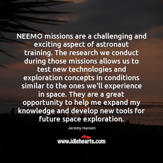 NEEMO missions are a challenging and exciting aspect of astronaut training. The Image