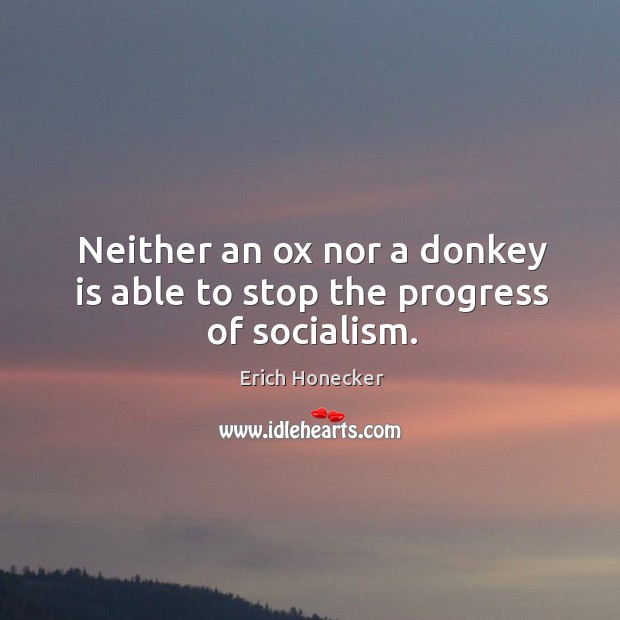 Neither an ox nor a donkey is able to stop the progress of socialism. Erich Honecker Picture Quote
