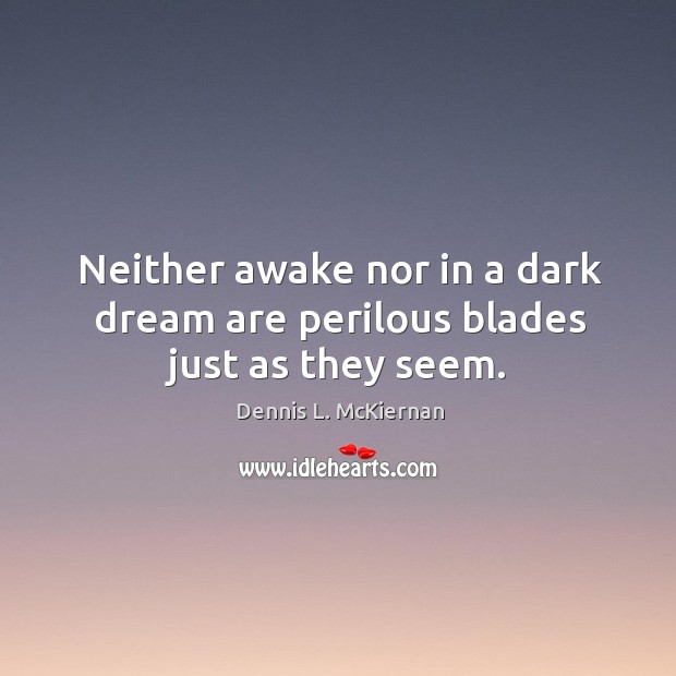 Neither awake nor in a dark dream are perilous blades just as they seem. Dennis L. McKiernan Picture Quote