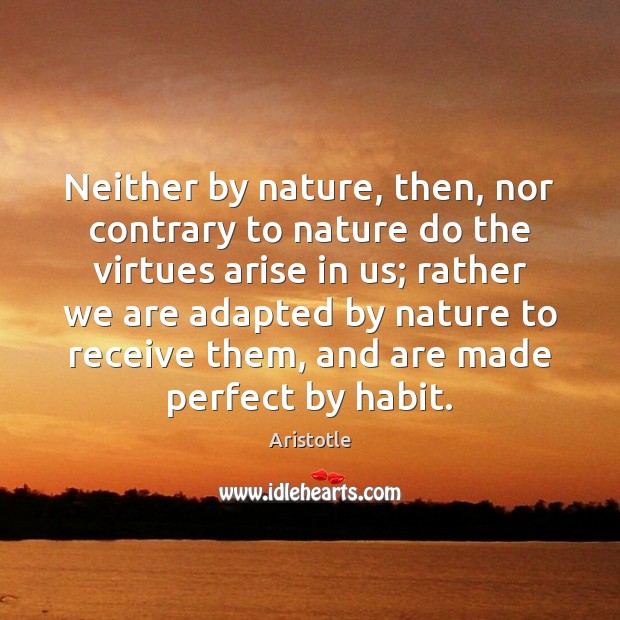 Neither by nature, then, nor contrary to nature do the virtues arise Image