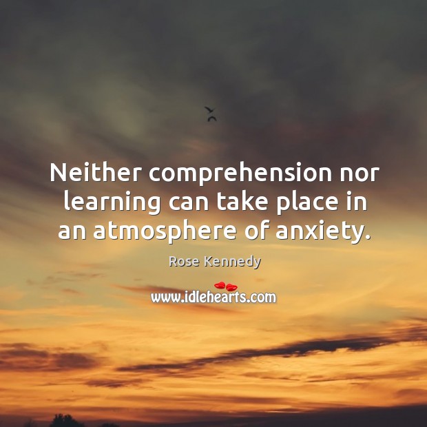 Neither comprehension nor learning can take place in an atmosphere of anxiety. Image