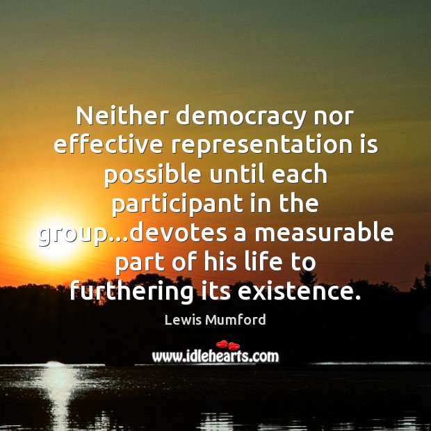 Neither democracy nor effective representation is possible until each participant in the Image