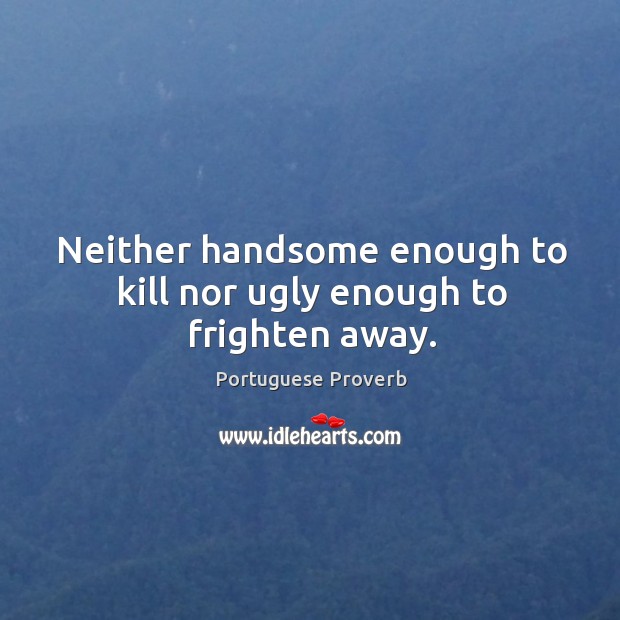 Neither handsome enough to kill nor ugly enough to frighten away. Portuguese Proverbs Image
