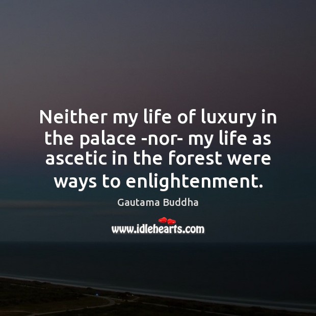 Neither my life of luxury in the palace -nor- my life as Gautama Buddha Picture Quote