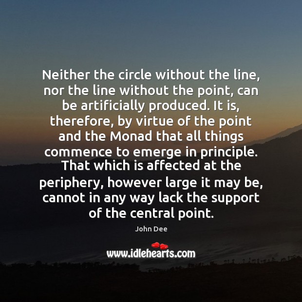 Neither the circle without the line, nor the line without the point, John Dee Picture Quote