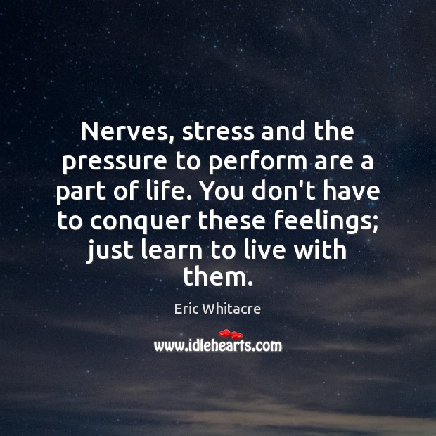 Nerves, stress and the pressure to perform are a part of life. Eric Whitacre Picture Quote