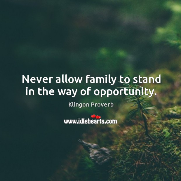 Never allow family to stand in the way of opportunity. Klingon Proverbs Image