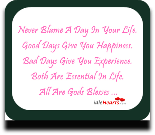 Never blame a day in your life Image
