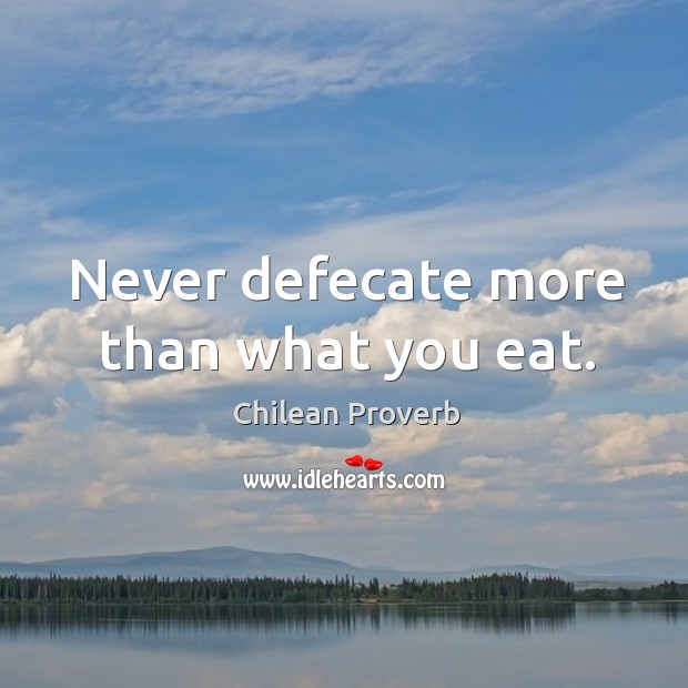 Never defecate more than what you eat. Chilean Proverbs Image