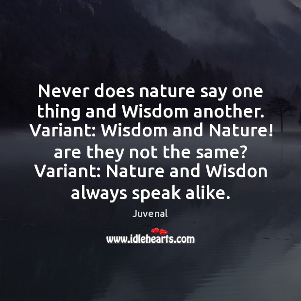 Never does nature say one thing and Wisdom another. Variant: Wisdom and Image
