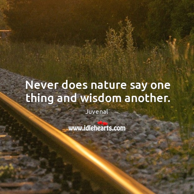 Never does nature say one thing and wisdom another. Juvenal Picture Quote