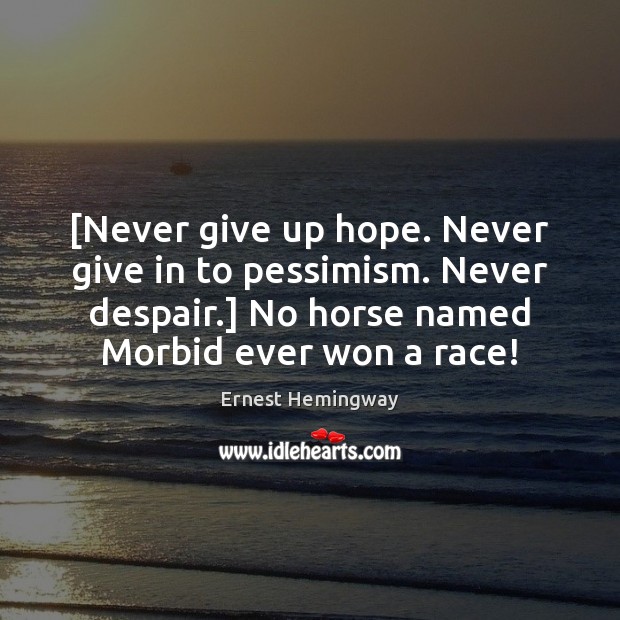 [Never give up hope. Never give in to pessimism. Never despair.] No Never Give Up Quotes Image