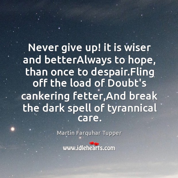 Never give up! it is wiser and betterAlways to hope, than once Image