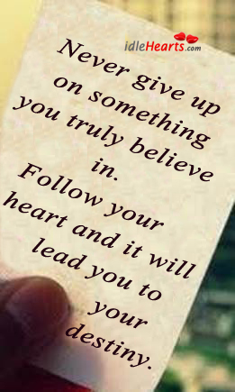 Never give up on something you truly believe in. Never Give Up Quotes Image