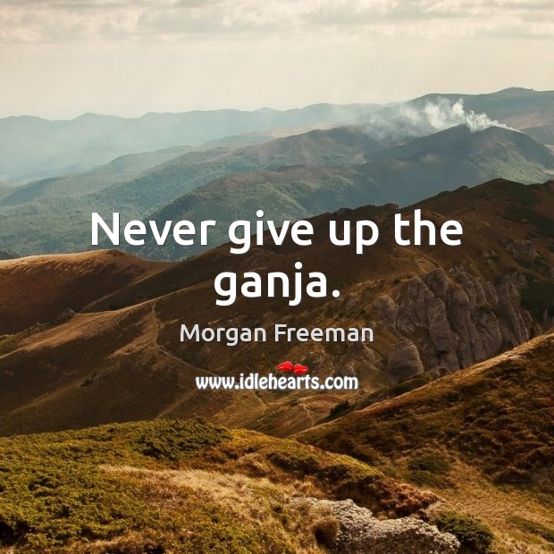 Never give up the ganja. Morgan Freeman Picture Quote