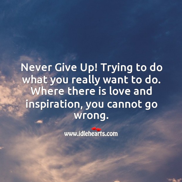 Never give up trying to do what you really want to do. Never Give Up Quotes Image