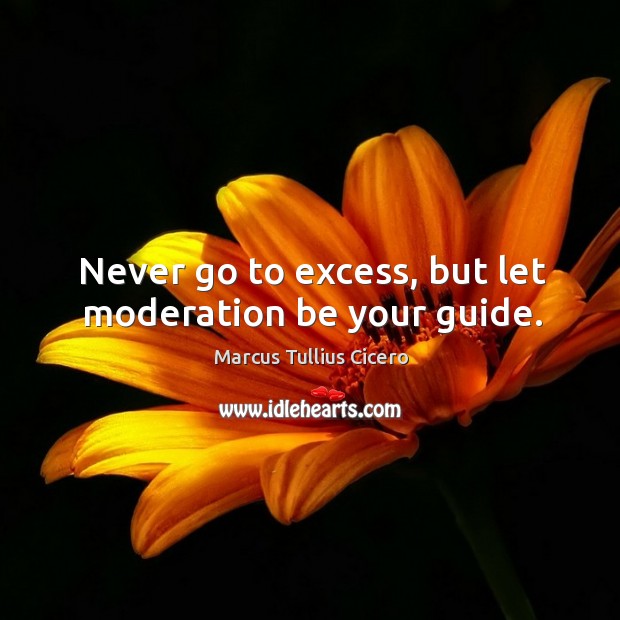 Never go to excess, but let moderation be your guide. Image