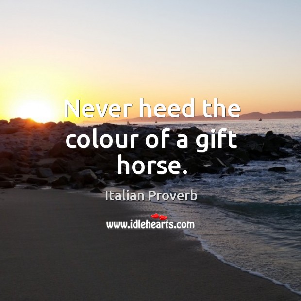 Never heed the colour of a gift horse. Image