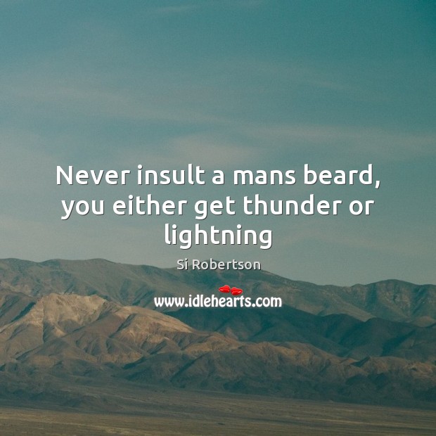 Never insult a mans beard, you either get thunder or lightning Insult Quotes Image