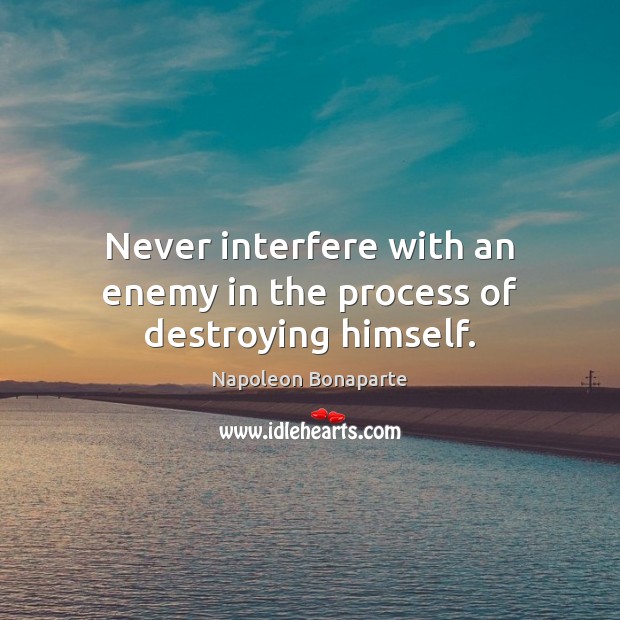 Never interfere with an enemy in the process of destroying himself. Napoleon Bonaparte Picture Quote