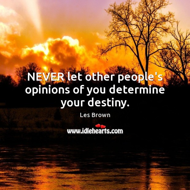 NEVER let other people’s opinions of you determine your destiny. Image