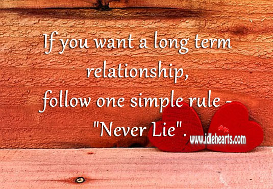 Never lie if you want a long term relationship Lie Quotes Image