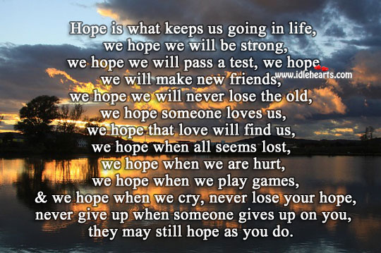 Never lose your hope Never Give Up Quotes Image
