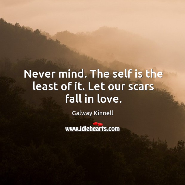 Never mind. The self is the least of it. Let our scars fall in love. Galway Kinnell Picture Quote