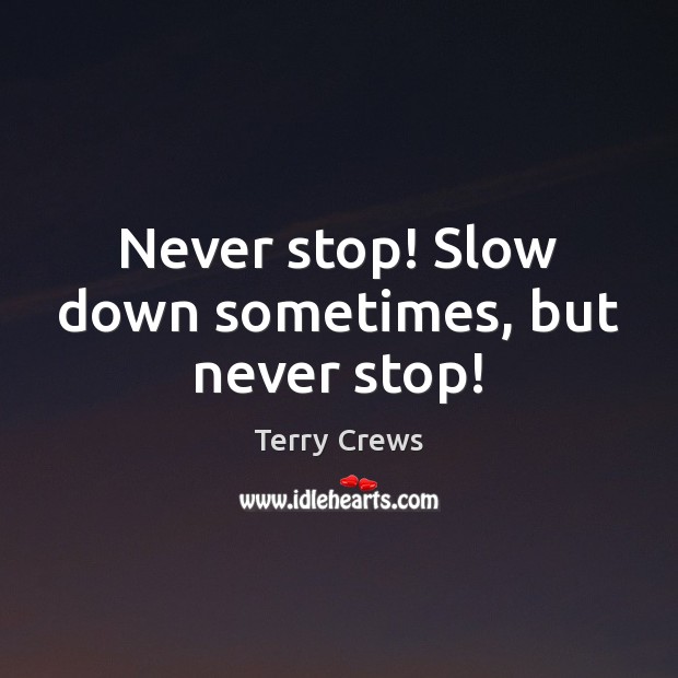 Never stop! Slow down sometimes, but never stop! Terry Crews Picture Quote