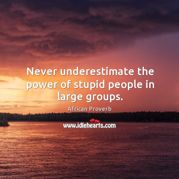 Never underestimate the power of stupid people in large groups. Underestimate Quotes Image