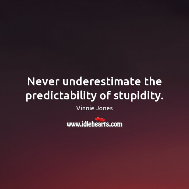 Never underestimate the predictability of stupidity. Vinnie Jones Picture Quote