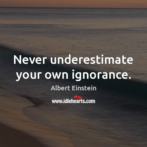 Never underestimate your own ignorance. Underestimate Quotes Image