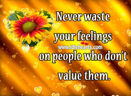 Never waste your feelings on people who don’t value them. Image