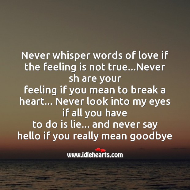 Never whisper words of love if the feeling is not true Goodbye Quotes Image