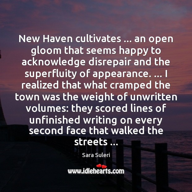 New Haven cultivates … an open gloom that seems happy to acknowledge disrepair Sara Suleri Picture Quote