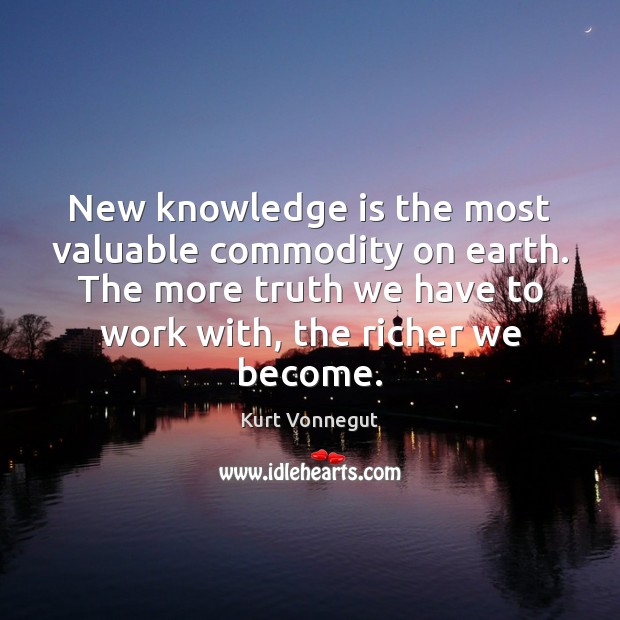 New knowledge is the most valuable commodity on earth. The more truth Image