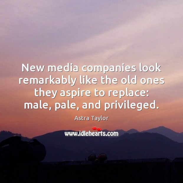 New media companies look remarkably like the old ones they aspire to Astra Taylor Picture Quote