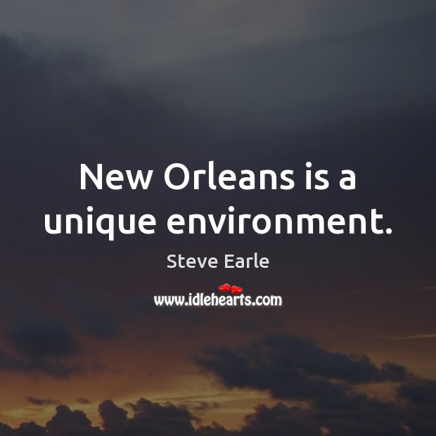 New Orleans is a unique environment. Steve Earle Picture Quote